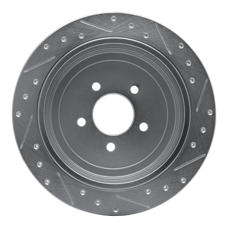 R1 03-11 Lincoln Town Car Rear Left Drilled & Slotted Silver Brake Rotor - Image 2