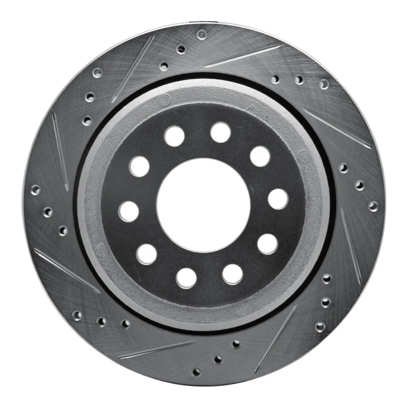 R1 03-11 Lincoln Town Car Rear Left Drilled & Slotted Silver Brake Rotor