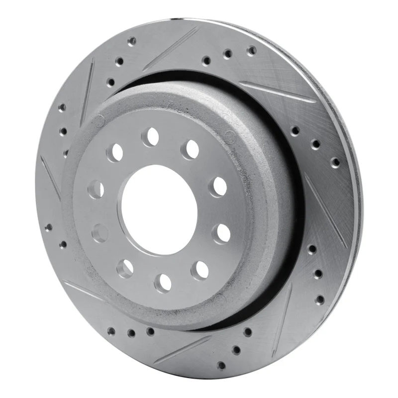 R1 03-11 Lincoln Town Car Rear Left Drilled & Slotted Silver Brake Rotor - Image 2
