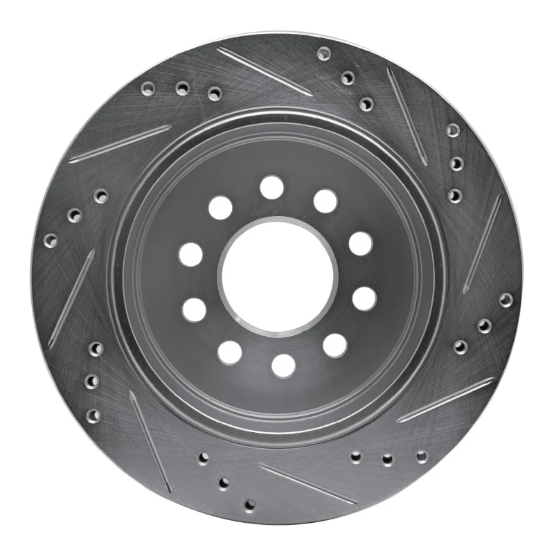 R1 03-11 Lincoln Town Car Rear Left Drilled & Slotted Silver Brake Rotor - Image 3