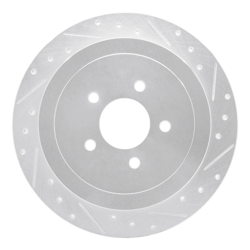 R1 03-11 Lincoln Town Car Rear Right Drilled & Slotted Silver Brake Rotor
