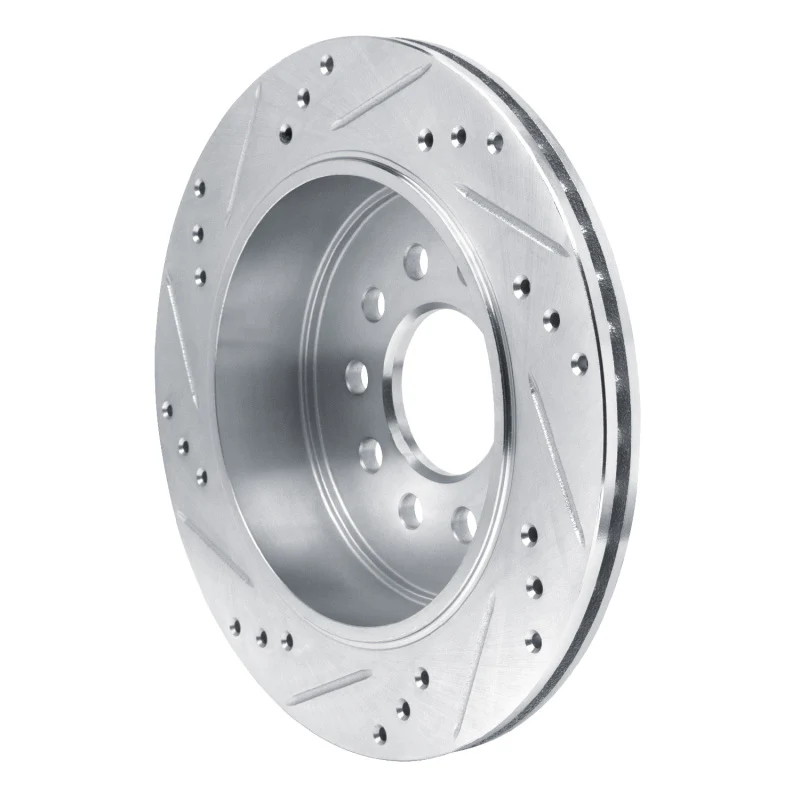 R1 03-11 Lincoln Town Car Rear Right Drilled & Slotted Silver Brake Rotor - Image 4