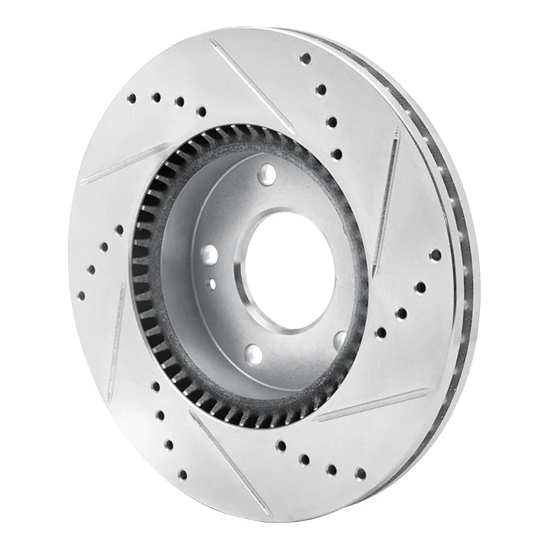 R1 03-13 Hyundai Sonata Front Left Drilled & Slotted Silver Brake Rotor - Image 2