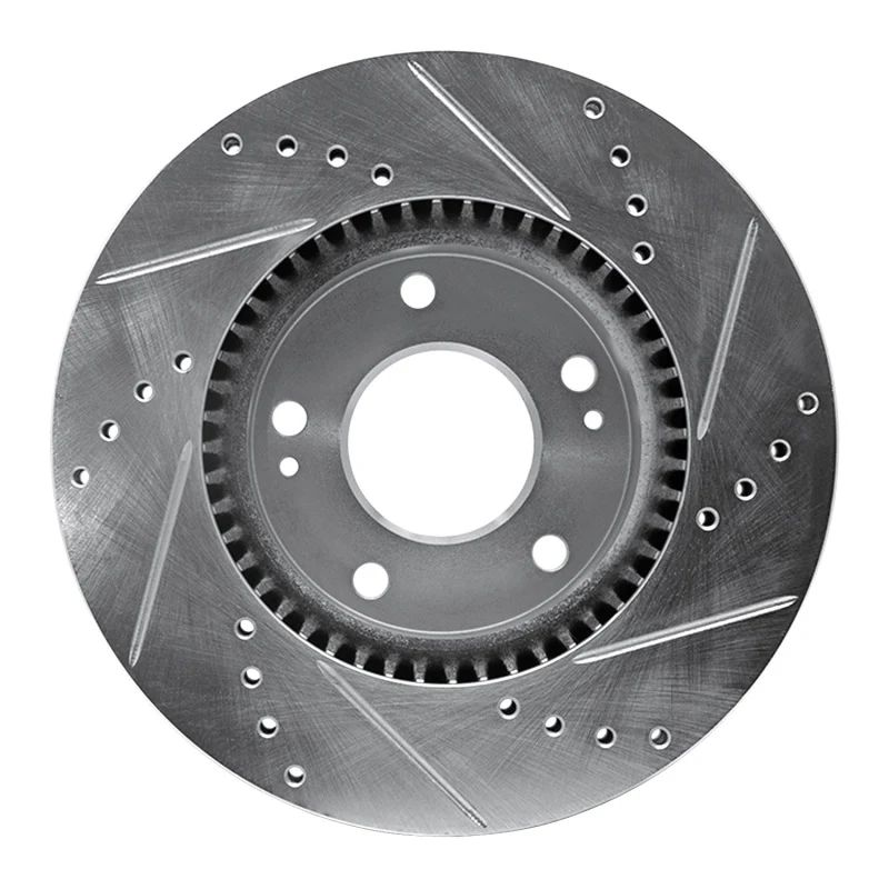 R1 03-13 Hyundai Sonata Front Left Drilled & Slotted Silver Brake Rotor - Image 4