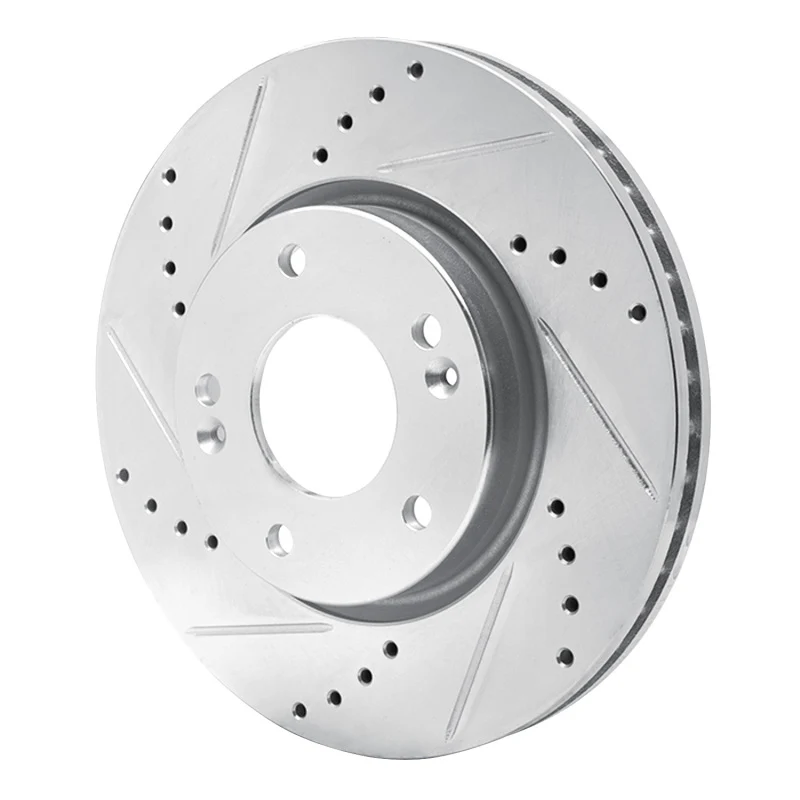 R1 03-13 Hyundai Sonata Front Left Drilled & Slotted Silver Brake Rotor - Image 5
