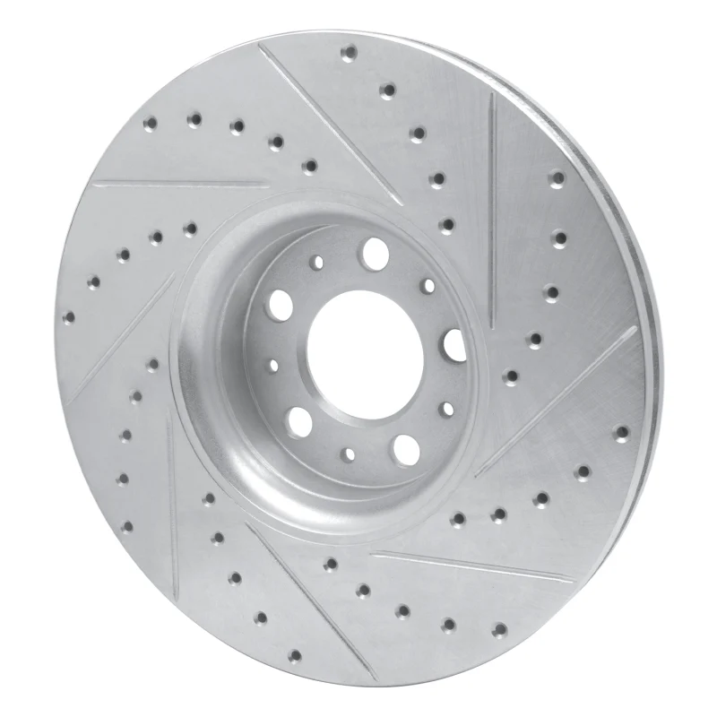 R1 03-14 Volvo XC90 Front Left Drilled & Slotted Silver Brake Rotor - Image 2