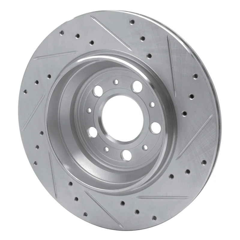 R1 03-14 Volvo XC90 Rear Left Drilled & Slotted Silver Brake Rotor - Image 3