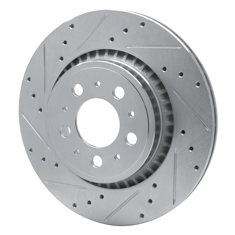 R1 03-14 Volvo XC90 Rear Left Drilled & Slotted Silver Brake Rotor - Image 4