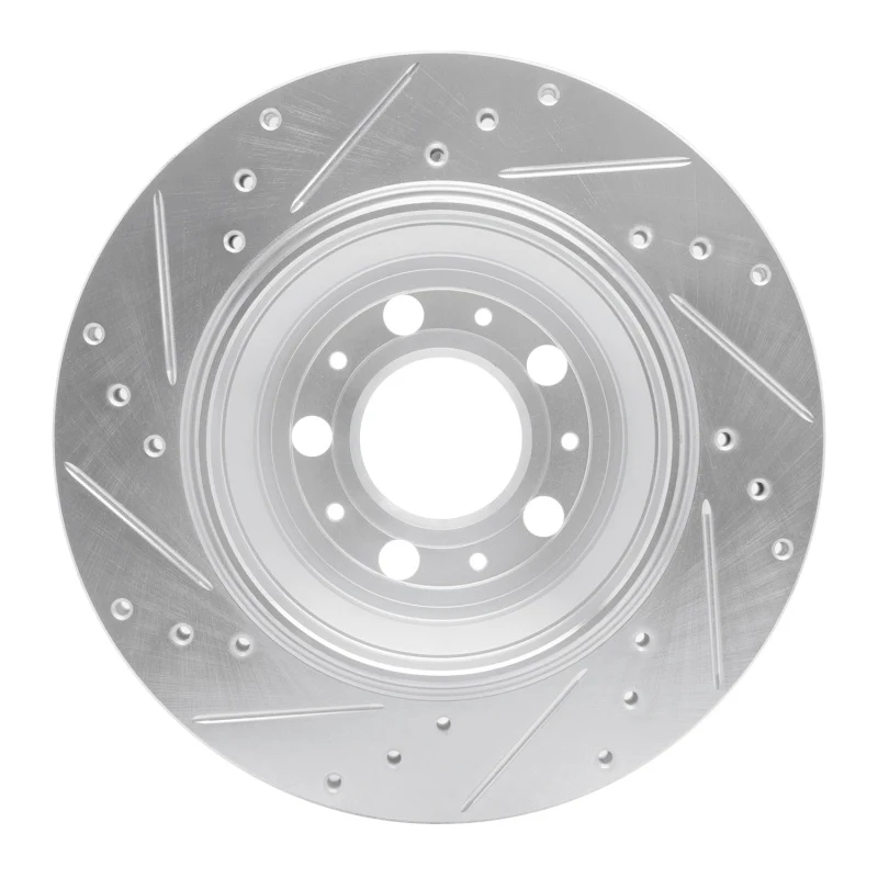 R1 03-14 Volvo XC90 Rear Right Drilled & Slotted Silver Brake Rotor - Image 5
