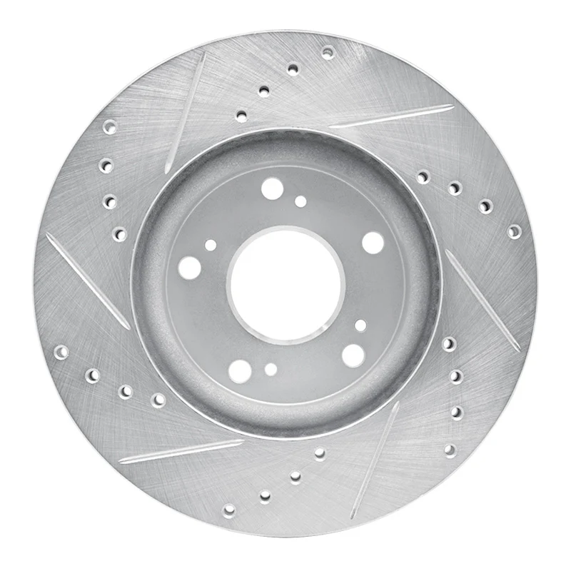 R1 03-17 Acura ILX Front Right Drilled & Slotted Silver Brake Rotor - Image 3