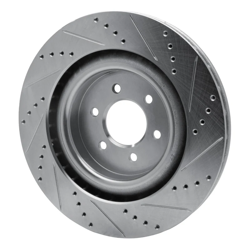 R1 03-17 Dodge Viper Rear Left Drilled & Slotted Silver Brake Rotor - Image 4