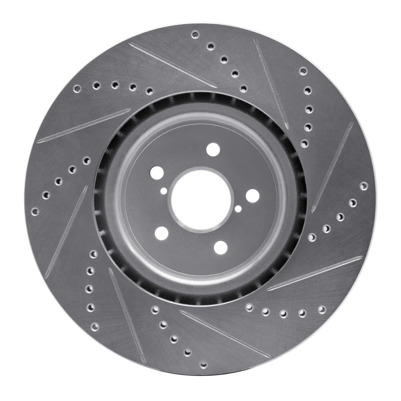 R1 03-25 Subaru BRZ Front Left Drilled & Slotted Silver Brake Rotor - Image 4