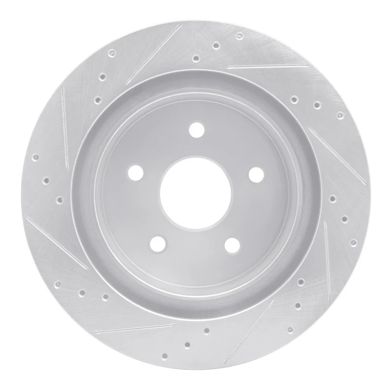 R1 04-06 Dodge Ram 1500 Pickup Rear Right Drilled & Slotted Silver Brake Rotor - Image 2