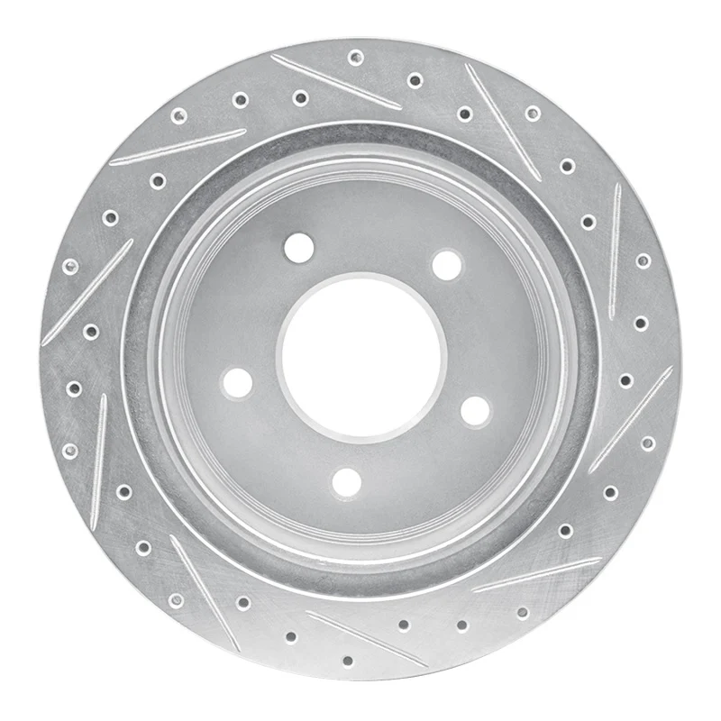 R1 04-06 Ford E-150 Rear Left Drilled & Slotted Silver Brake Rotor - Image 4