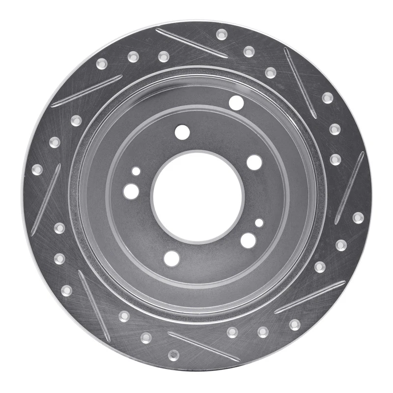 R1 04-06 Kia AMANTI Rear Left Drilled & Slotted Silver Brake Rotor - Image 2