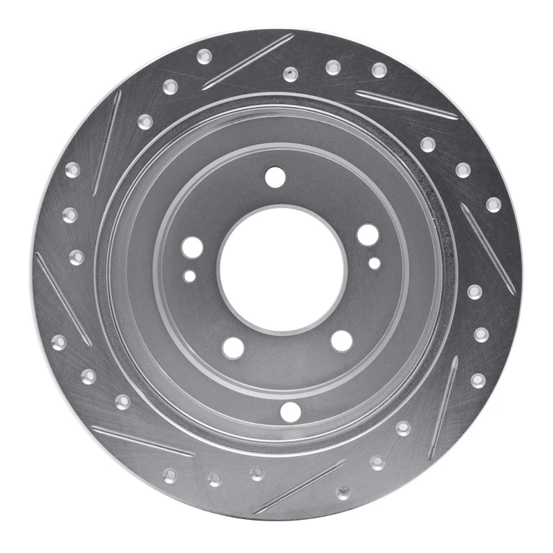 R1 04-06 Kia AMANTI Rear Right Drilled & Slotted Silver Brake Rotor - Image 2