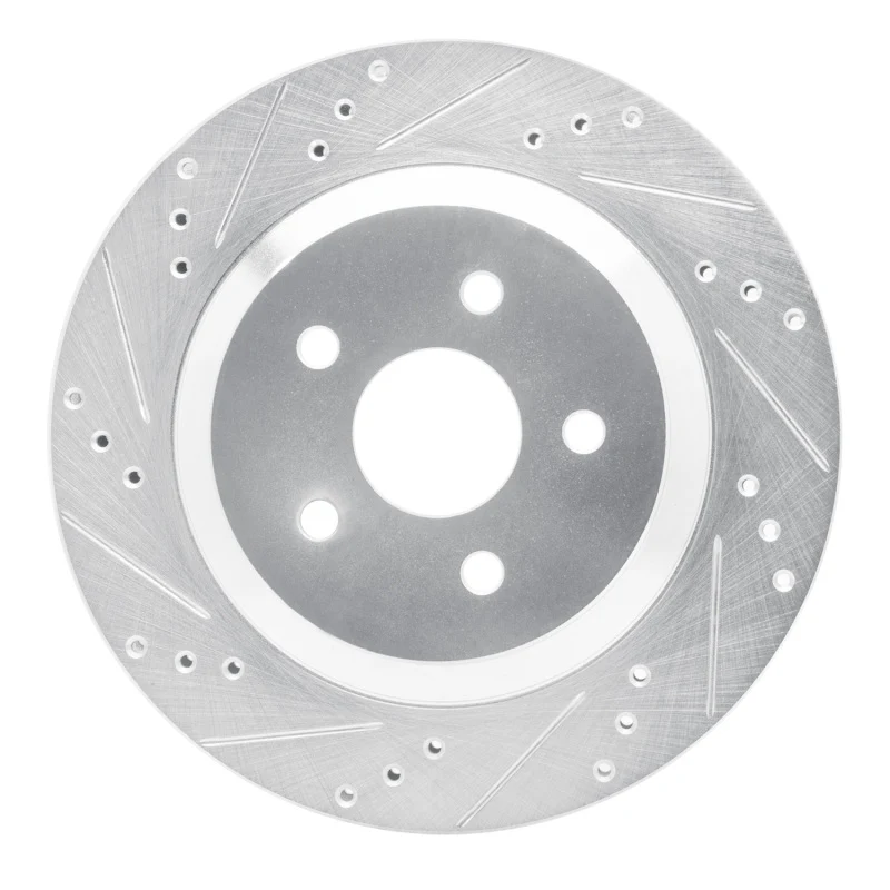 R1 04-07 Ford Freestar Rear Left Drilled & Slotted Silver Brake Rotor