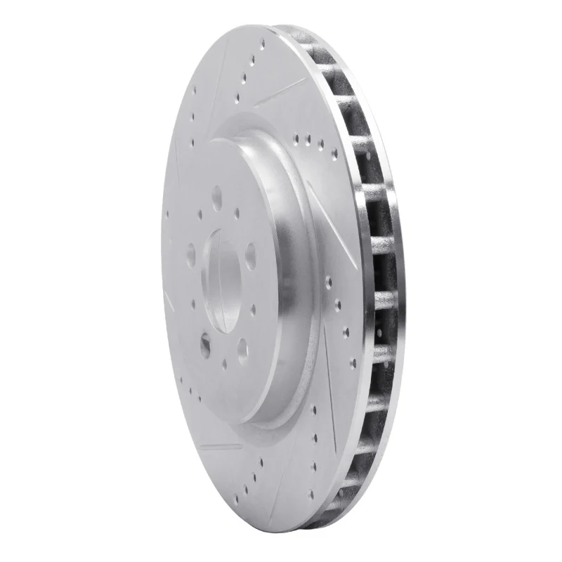 R1 04-07 Volvo S60 Rear Left Drilled & Slotted Silver Brake Rotor - Image 2