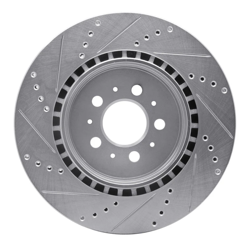 R1 04-07 Volvo S60 Rear Right Drilled & Slotted Silver Brake Rotor - Image 4