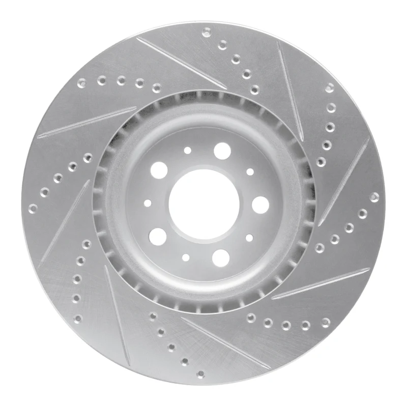 R1 04-07 Volvo V70 Front Left Drilled & Slotted Silver Brake Rotor - Image 2