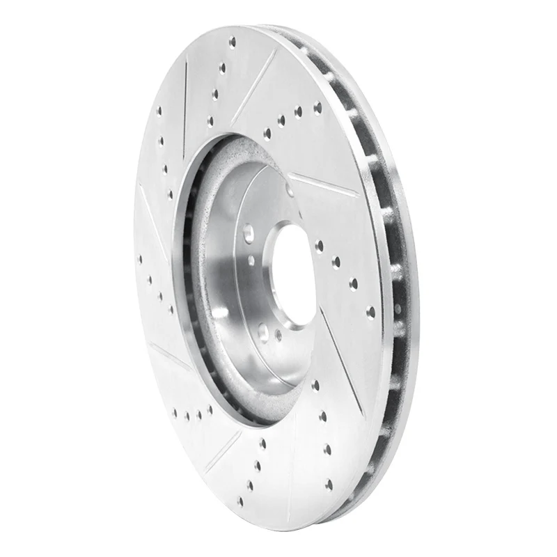 R1 04-08 Acura TL Front Right Drilled & Slotted Silver Brake Rotor - Image 3