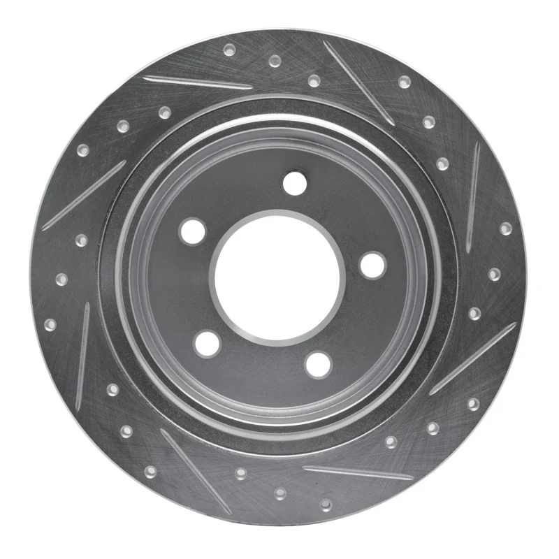 R1 04-08 Chrysler Pacifica Rear Left Drilled & Slotted Silver Brake Rotor - Image 4