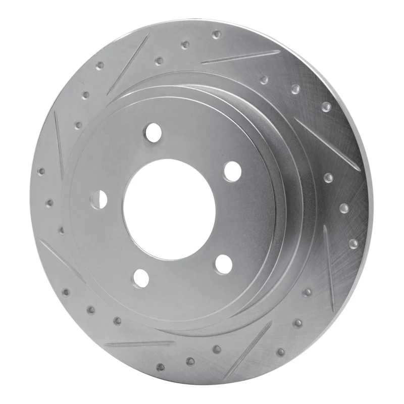 R1 04-08 Chrysler Pacifica Rear Left Drilled & Slotted Silver Brake Rotor - Image 5