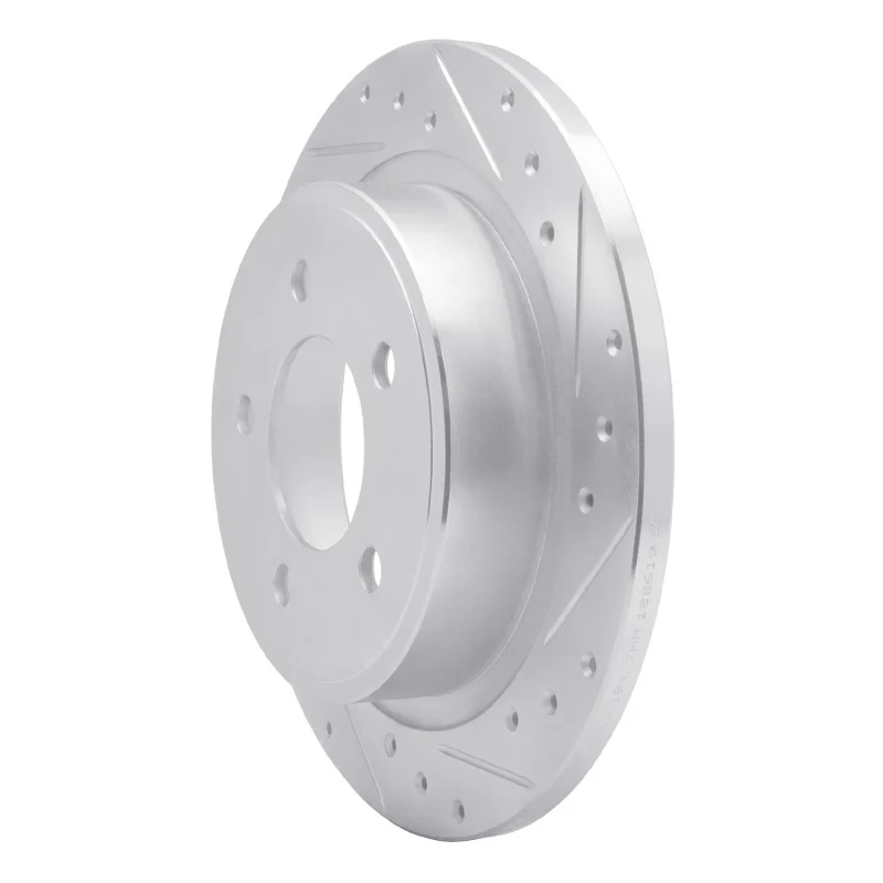 R1 04-08 Chrysler Pacifica Rear Right Drilled & Slotted Silver Brake Rotor - Image 2