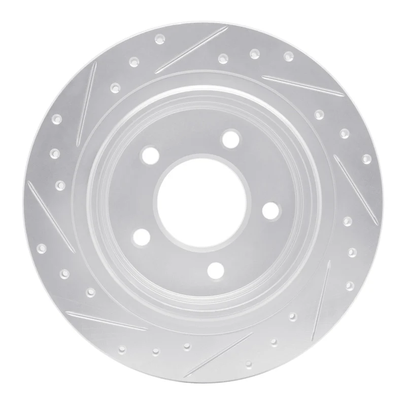 R1 04-08 Chrysler Pacifica Rear Right Drilled & Slotted Silver Brake Rotor - Image 3