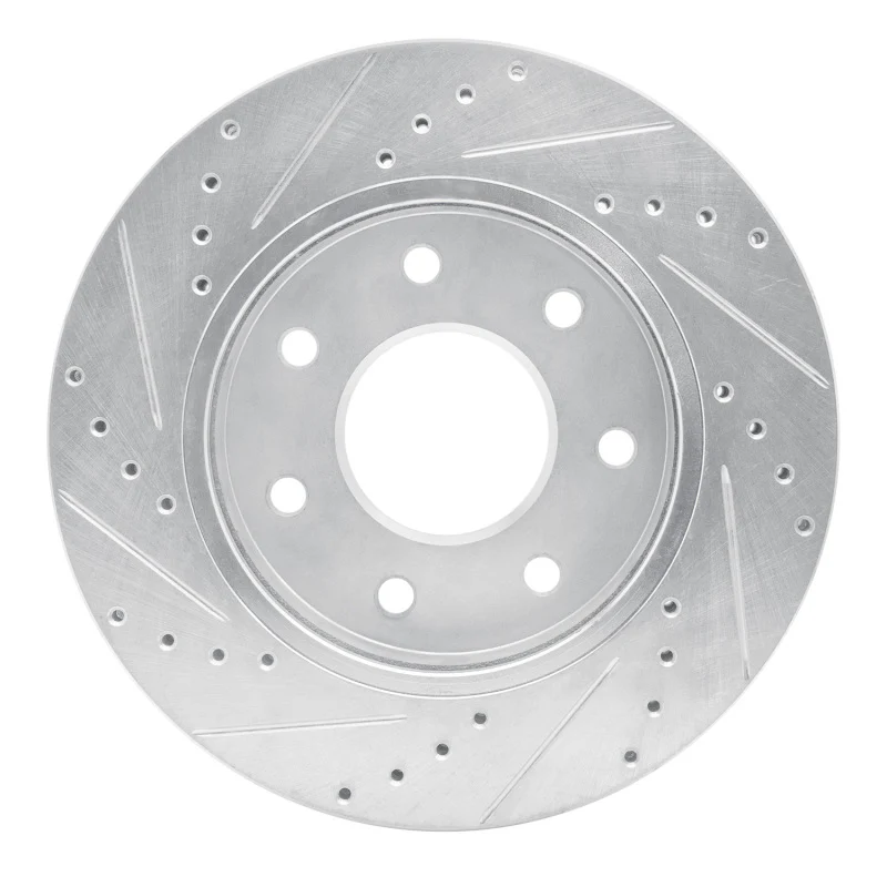 R1 04-08 Ford F-150 4WD Front Right Drilled & Slotted Silver Brake Rotor - Image 4