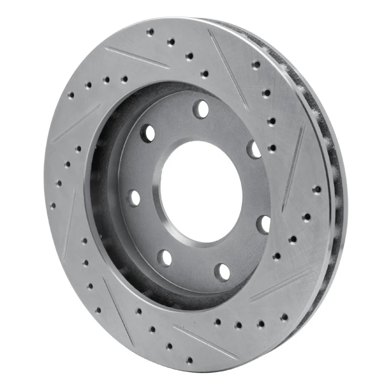 R1 04-08 Ford F-150 RWD Front Left Drilled & Slotted Silver Brake Rotor - Image 3