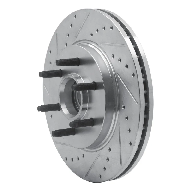 R1 04-08 Ford F-150 RWD Front Left Drilled & Slotted Silver Brake Rotor - Image 3