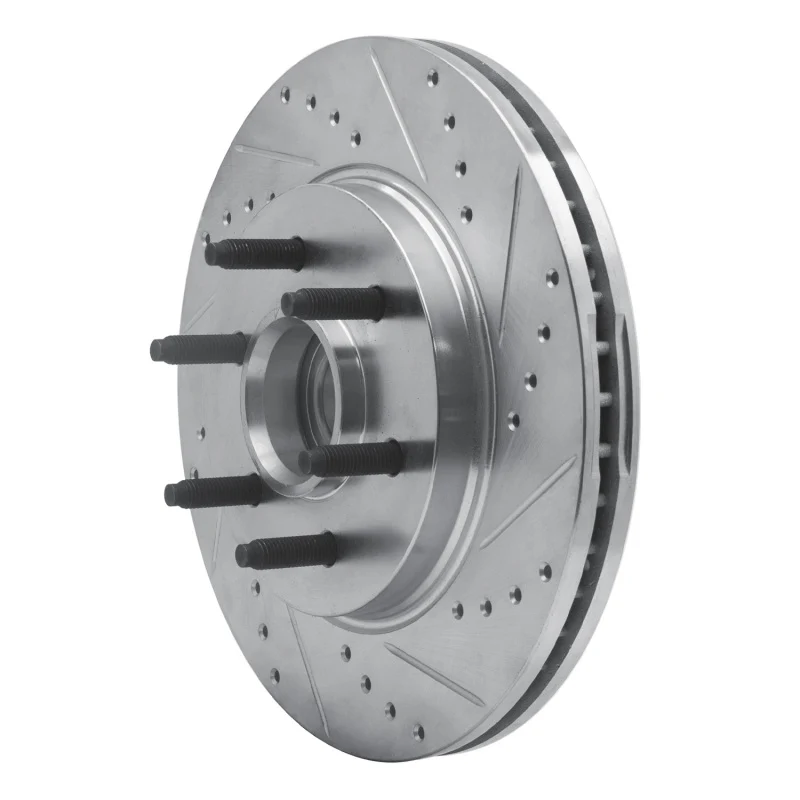 R1 04-08 Ford F-150 RWD Front Right Drilled & Slotted Silver Brake Rotor - Image 3