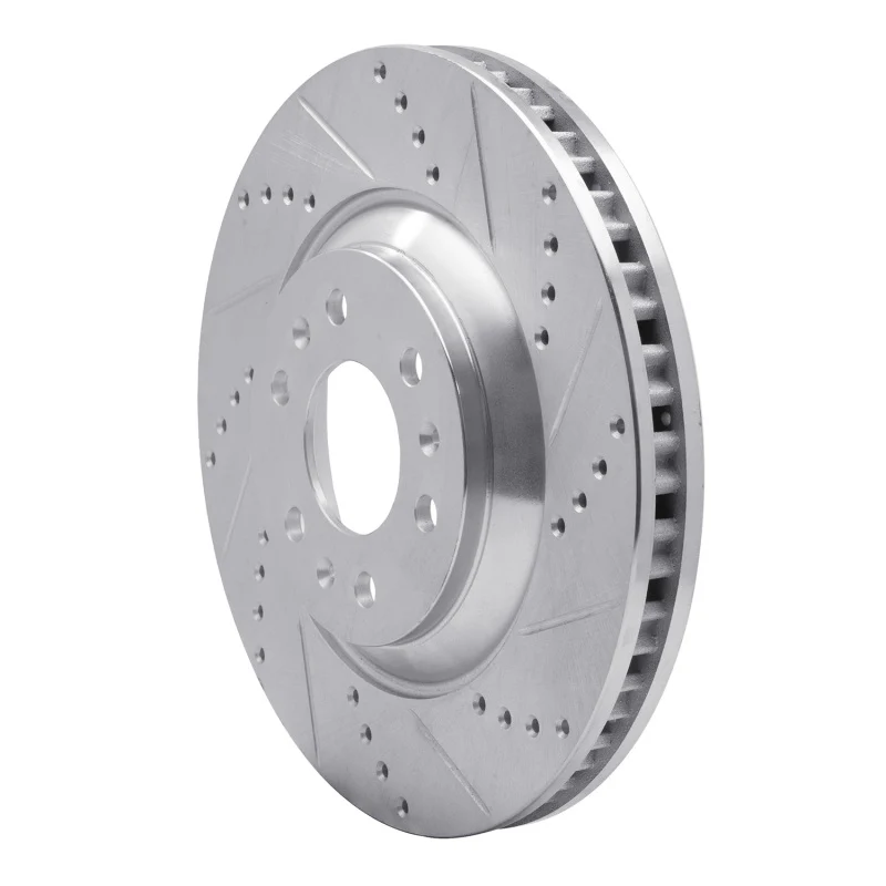 R1 04-09 Cadillac SRX Front Right Drilled & Slotted Silver Brake Rotor - Image 2