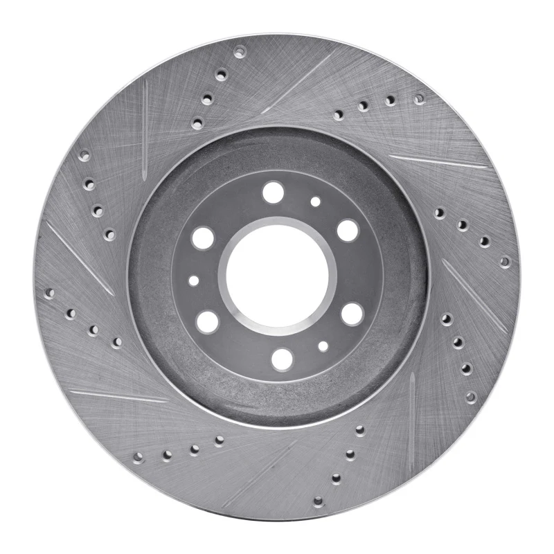 R1 04-09 Cadillac SRX Front Right Drilled & Slotted Silver Brake Rotor - Image 4