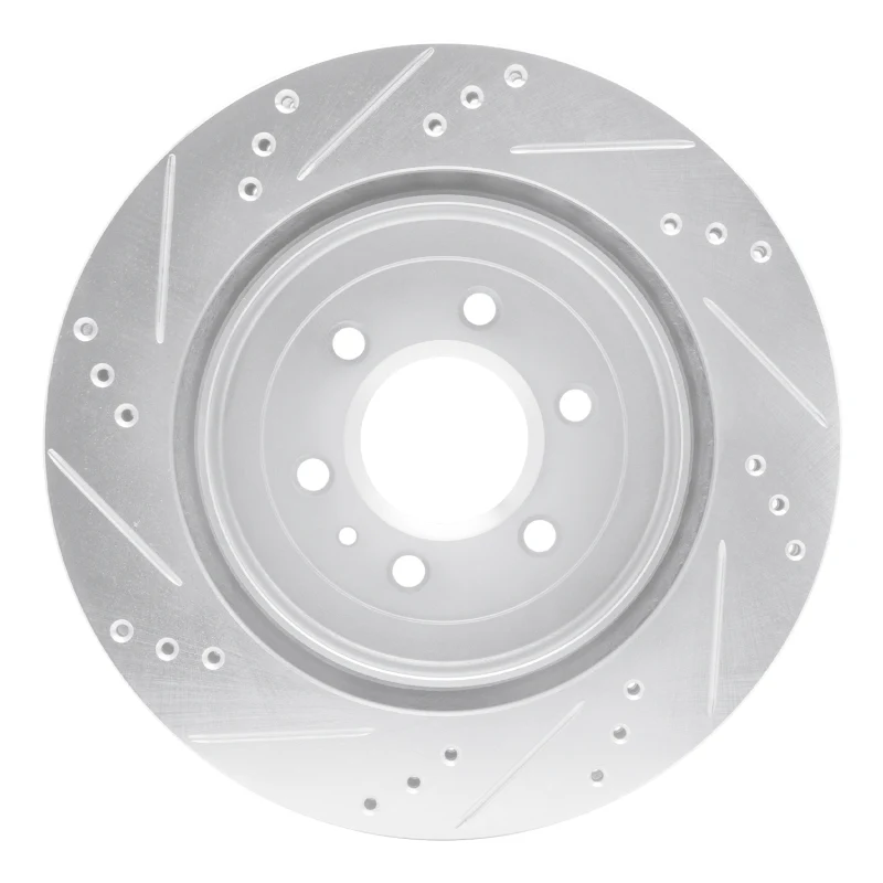R1 04-09 Cadillac SRX Rear Right Drilled & Slotted Silver Brake Rotor - Image 2