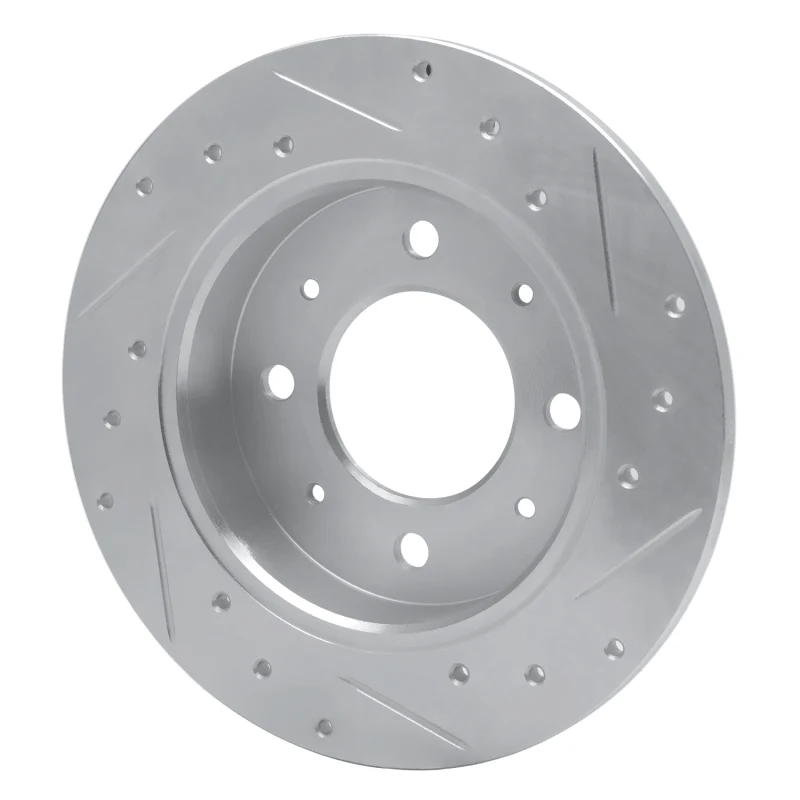 R1 04-09 Kia Spectra5 Rear Left Drilled & Slotted Silver Brake Rotor - Image 3
