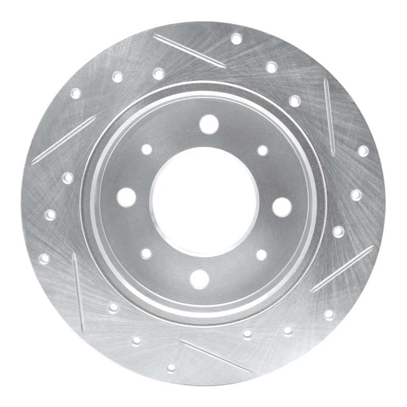 R1 04-09 Kia Spectra5 Rear Left Drilled & Slotted Silver Brake Rotor - Image 5