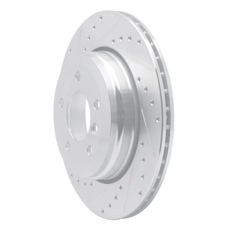 R1 04-10 BMW 525i (Mexico) Rear Left Drilled & Slotted Silver Brake Rotor - Image 3