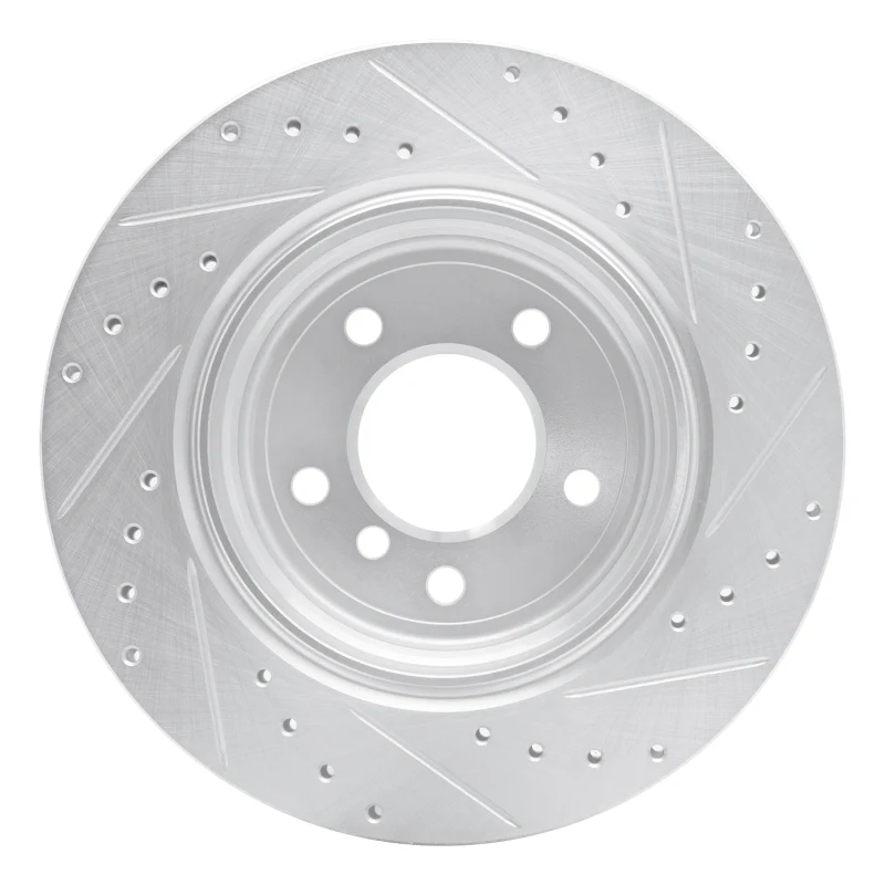 R1 04-10 BMW 525i (Mexico) Rear Left Drilled & Slotted Silver Brake Rotor - Image 4