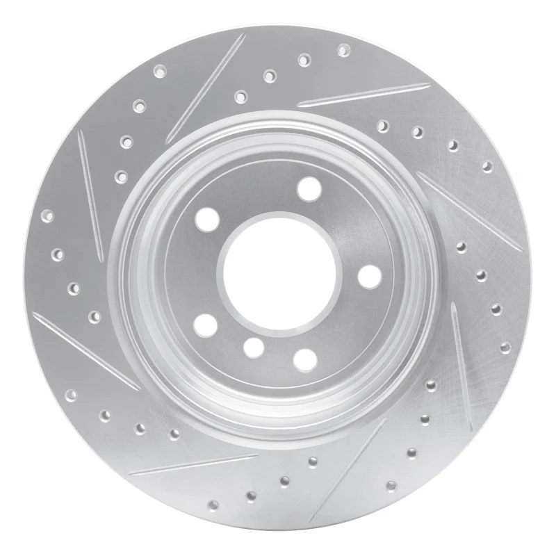 R1 04-10 BMW 528I Rear Right Drilled & Slotted Silver Brake Rotor - Image 4