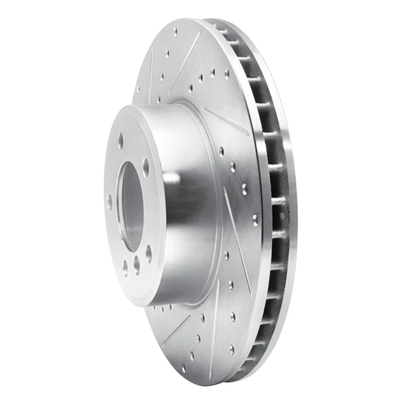 R1 04-10 BMW 530XI Front Left Drilled & Slotted Silver Brake Rotor - Image 2