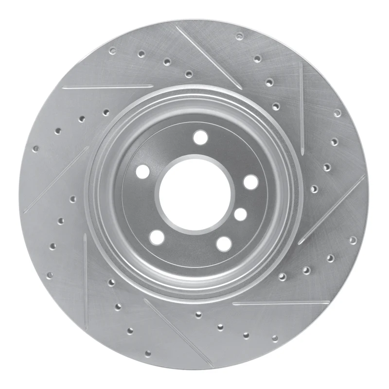 R1 04-10 BMW 545I Rear Left Drilled & Slotted Silver Brake Rotor - Image 5