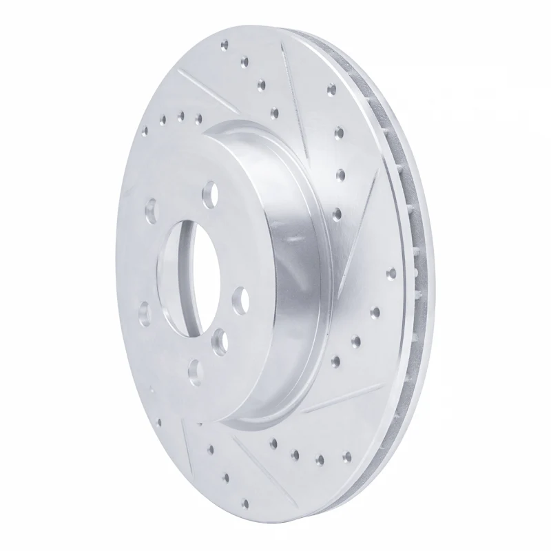 R1 04-10 BMW X3 Front Right Drilled & Slotted Silver Brake Rotor - Image 2