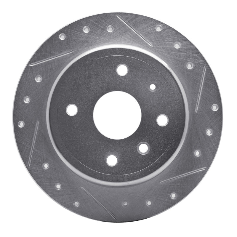 R1 04-10 Chevrolet Epica (Mexico) Rear Right Drilled & Slotted Silver Brake Rotor