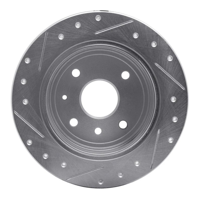 R1 04-10 Chevrolet Epica (Mexico) Rear Right Drilled & Slotted Silver Brake Rotor - Image 2
