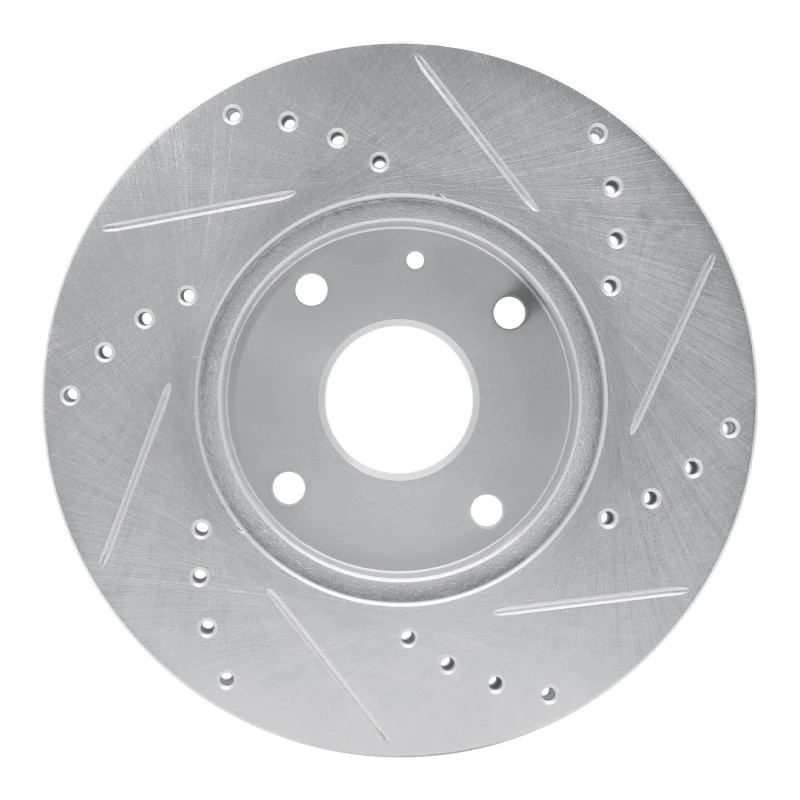 R1 04-10 Chevrolet Epica (USA/Canada) Front Left Drilled & Slotted Silver Brake Rotor - Image 2