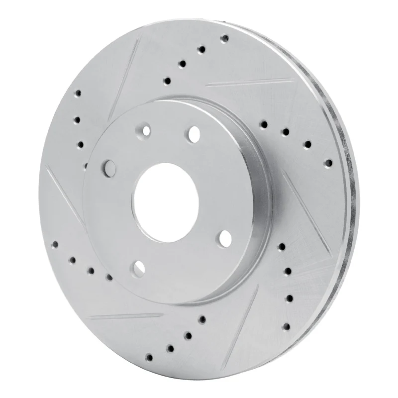 R1 04-10 Chevrolet Epica (USA/Canada) Front Left Drilled & Slotted Silver Brake Rotor - Image 5
