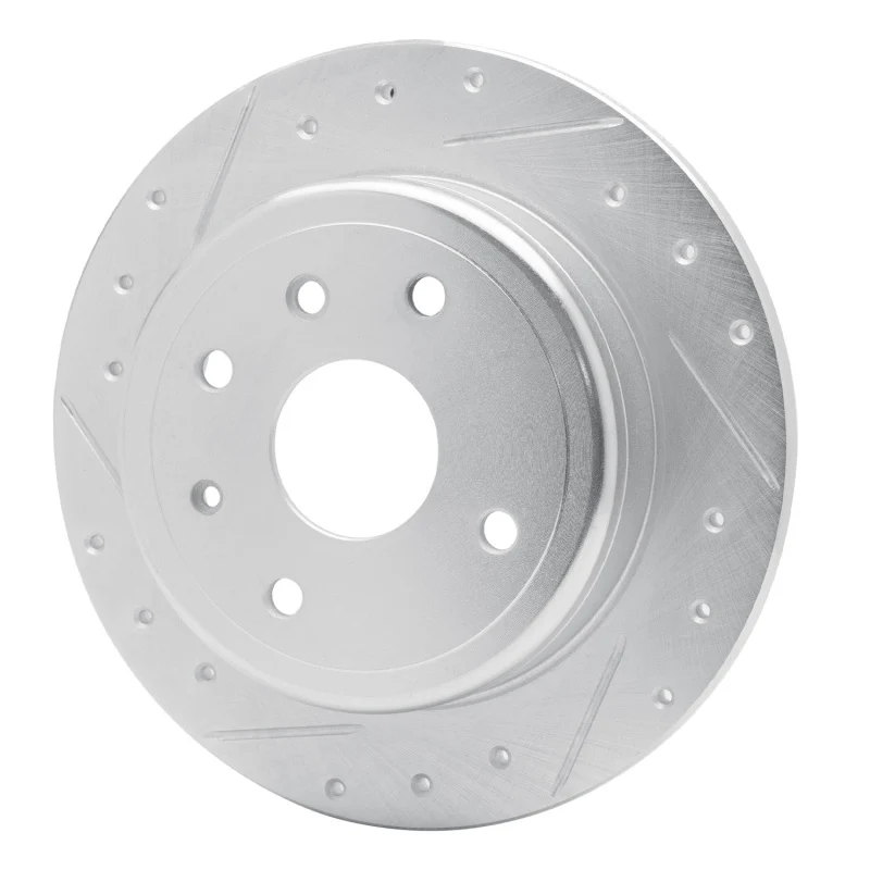 R1 04-10 Chevrolet Epica (USA/Canada) Rear Left Drilled & Slotted Silver Brake Rotor - Image 3