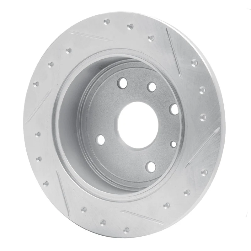 R1 04-10 Chevrolet Epica (USA/Canada) Rear Left Drilled & Slotted Silver Brake Rotor - Image 4